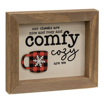 Comfy & Cozy Buffalo Plaid Mug Framed Sign
