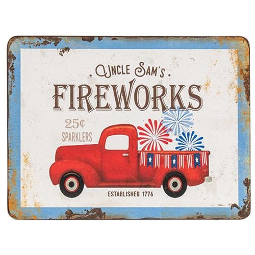 Uncle Sam's Fireworks Truck Rustic Metal Sign