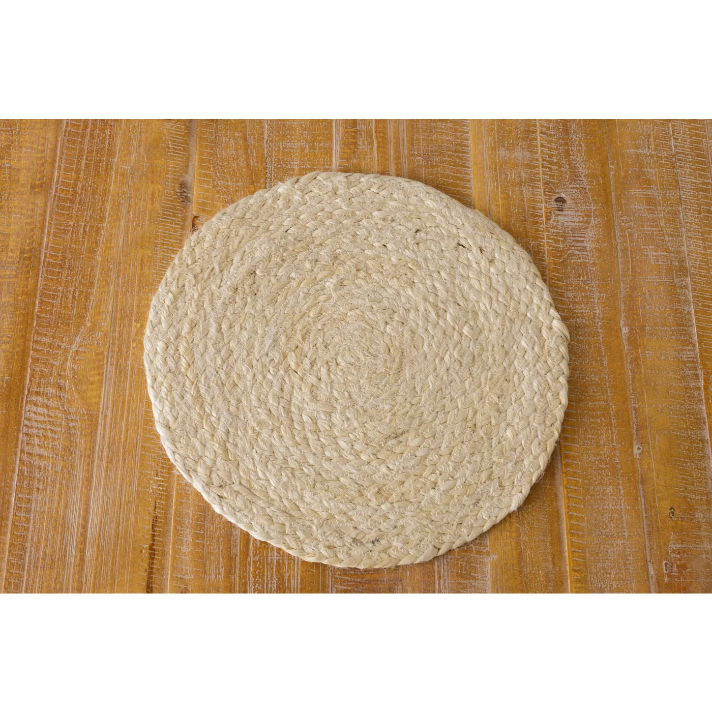 Set of 4 Bleached Jute Round Placemat 15" Diameter