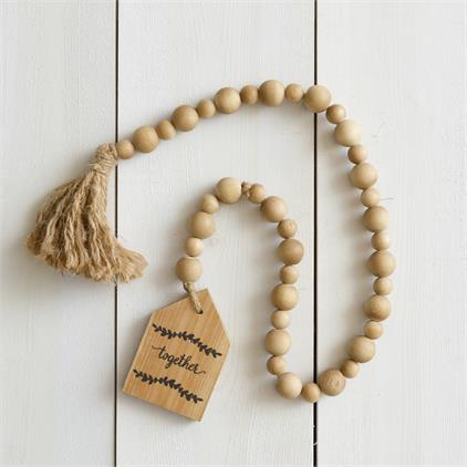 Together Home Ornament on Wooden Farmhouse Beads