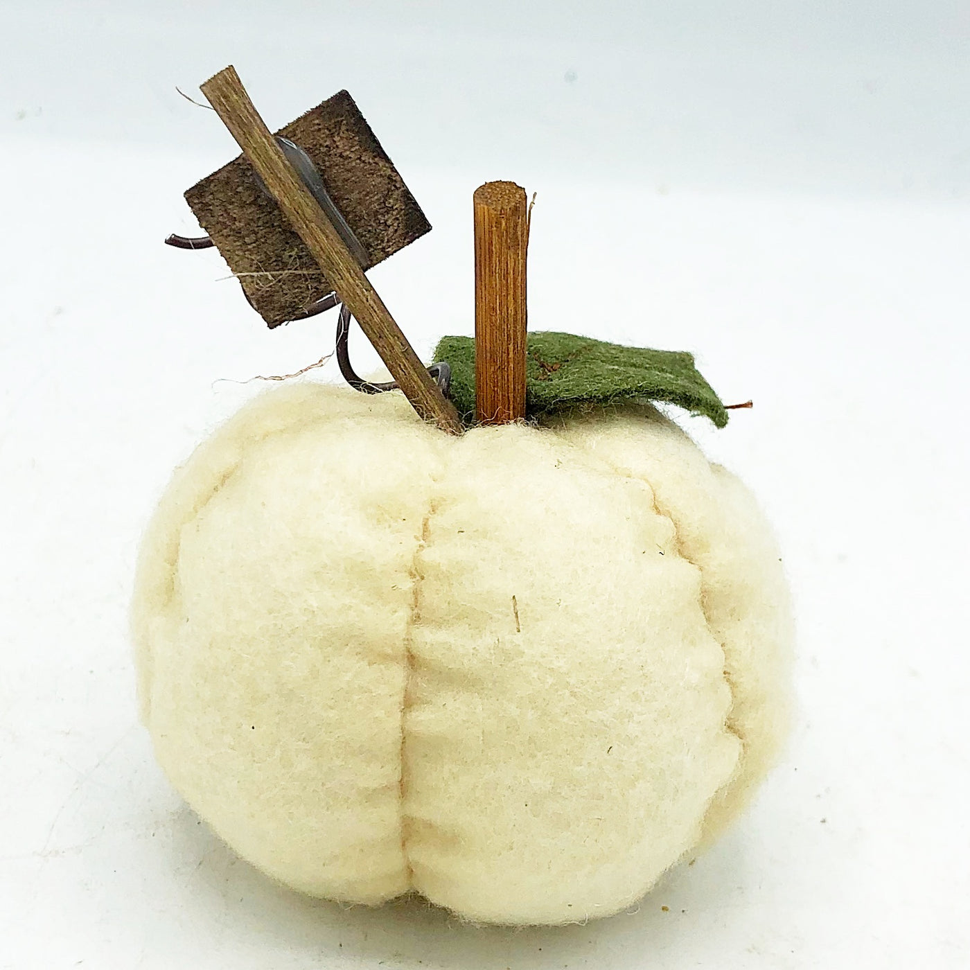 Mini Gather White Felt Pumpkin 2.5"