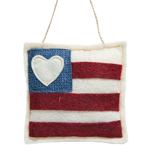 USA Flag Square Pillow Ornament