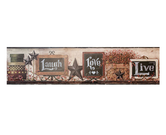 Primitive Country Chalkboard Border - Live Laugh Love Baskets and Stars