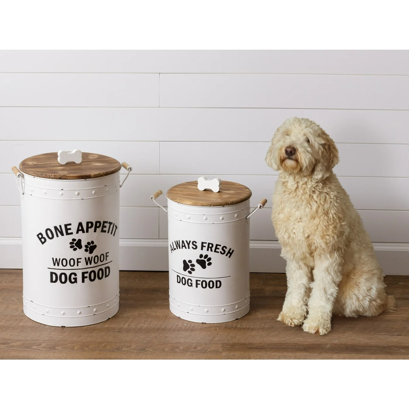 Set of 2 Bone Appetit Dog Food Storage Containers