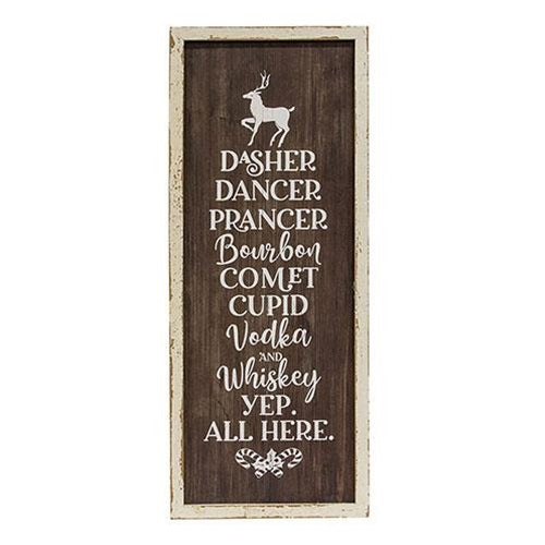 Dasher Dancer Prancer Wood Bar Sign