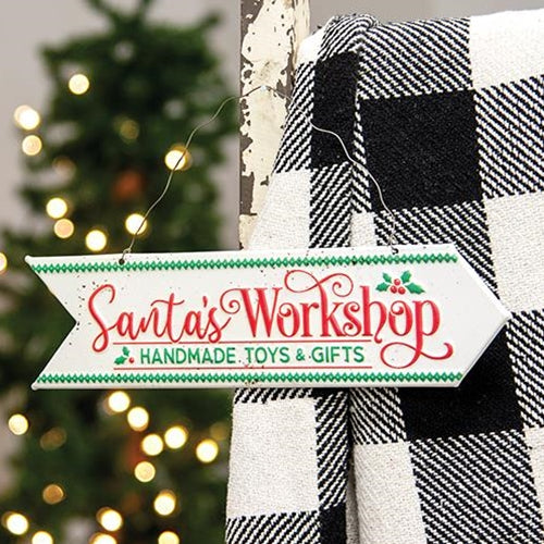 Santa's Workshop 11" Metal Hanging Sign