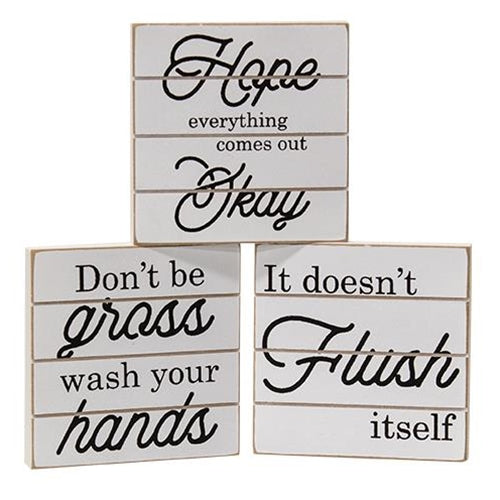 💙 Set of 3 Small Bathroom Shiplap Signs