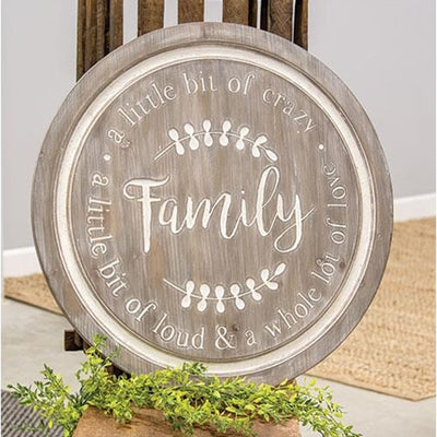 Distressed Family Phrases Engraved 22" Round Sign
