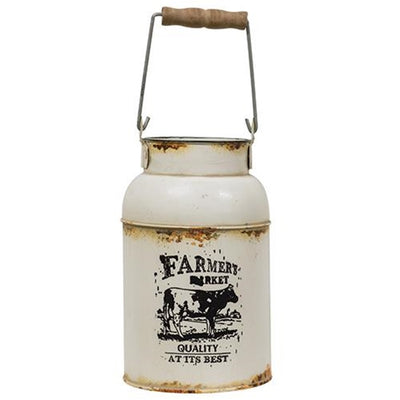 Farmer's Market Cow Logo Milk Can With Handle