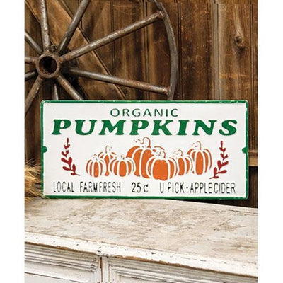 💙 Organic Pumpkins Distressed Metal Sign