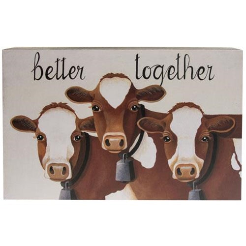 Better Together Brown Cows Box Sign