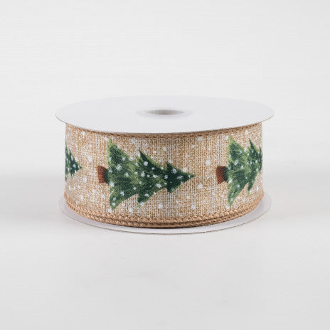 Snowy Sage Tree Natural Linen Ribbon 1.5" x 10 yards