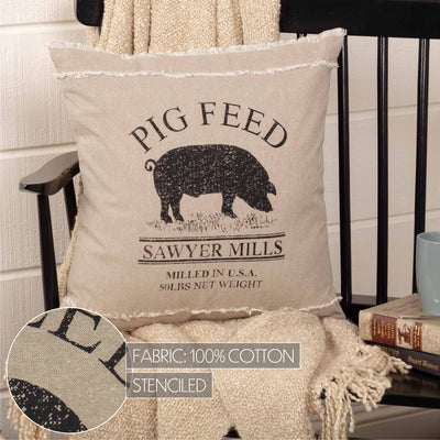 Sawyer Mill Charcoal Pig 18" Throw Pillow