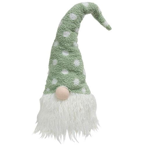Fuzzy Polka Dot Mint Green Hat Gnome Head