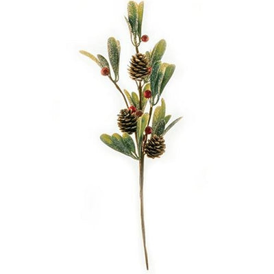 Merry Mistletoe & Cones 14" Faux Pick