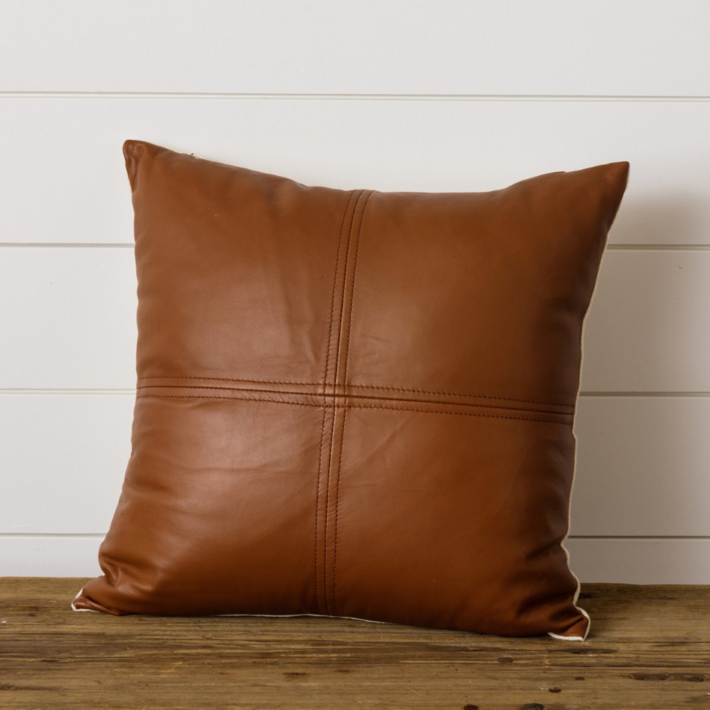 Milk Chocolate Leather 16" Square Throw Pillow
