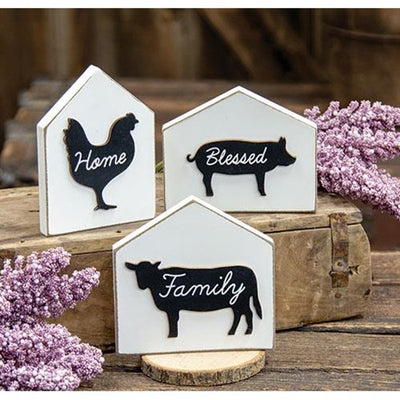 💙 Set of 3 Farm Animal Silhouettes House Blocks