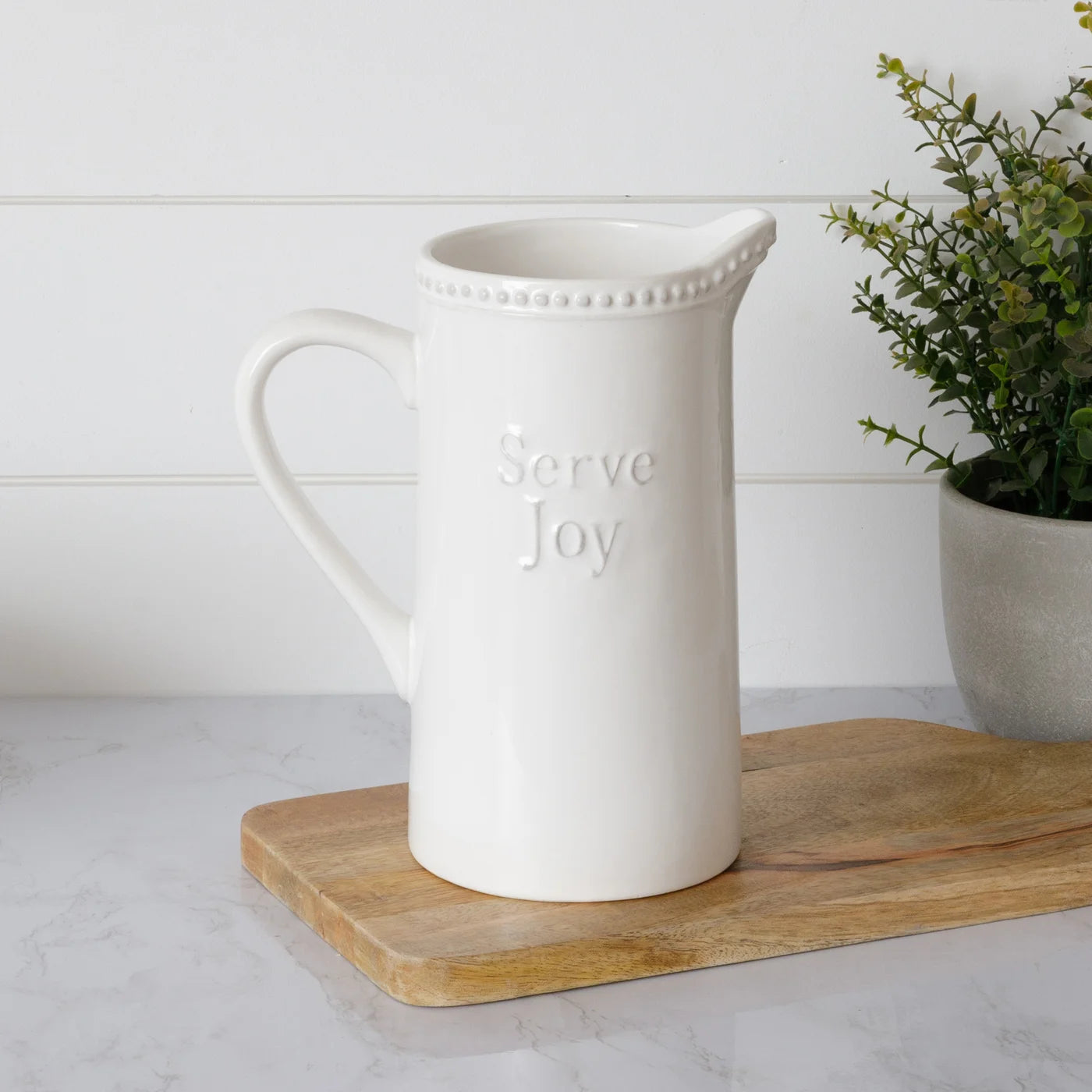 Serve Joy White Ceramic Pitcher