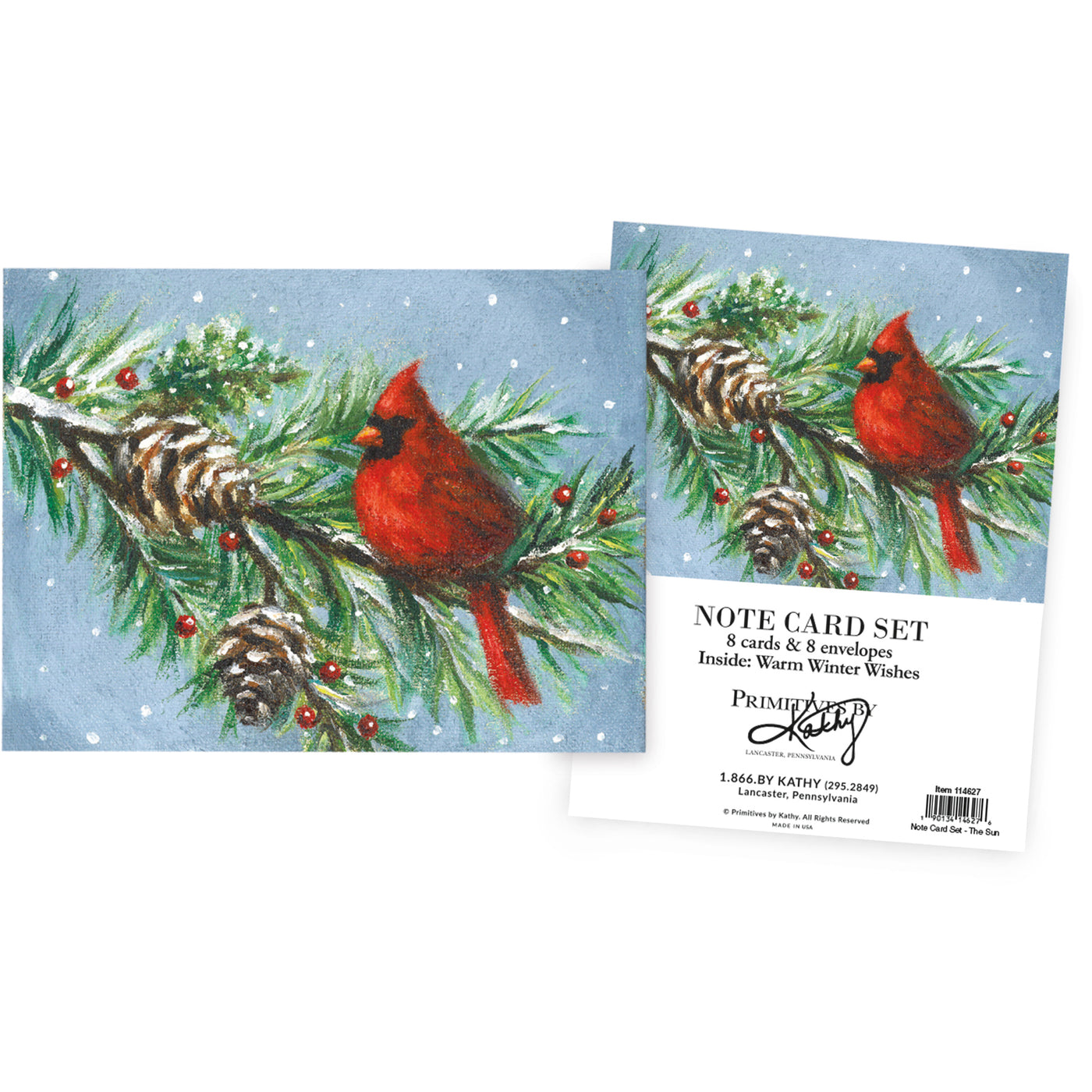 Winter Cardinal Set of 8 Note Card Set Christmas