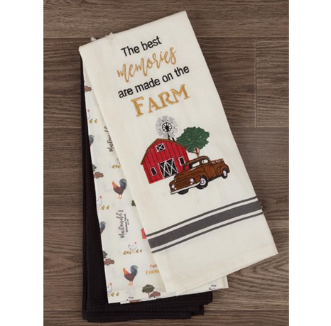 Set of 3 Best Memories are Made on the Farm Tea Towels