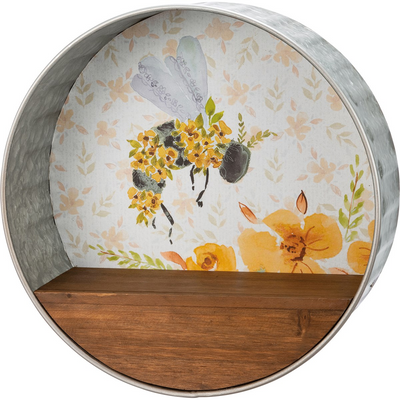 Home Sweet Home Bee Floral Shelf 12.5" diameter