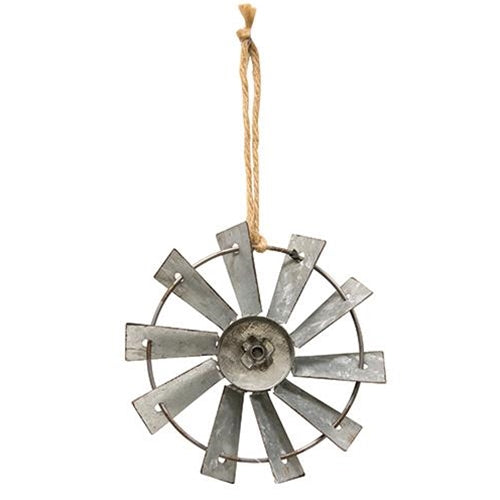 💙 Metal Windmill Ornament with Jute Hanger