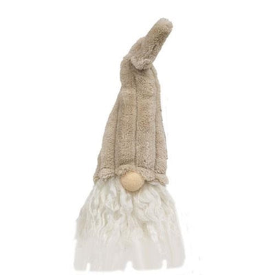 Small Plush Beige Gnome with Ribbed Hat