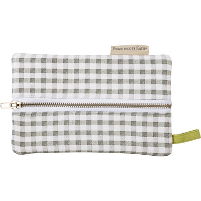 Surprise Me Sale 🤭 Grey Buffalo Check Zippered Pencil and Makeup Pouch