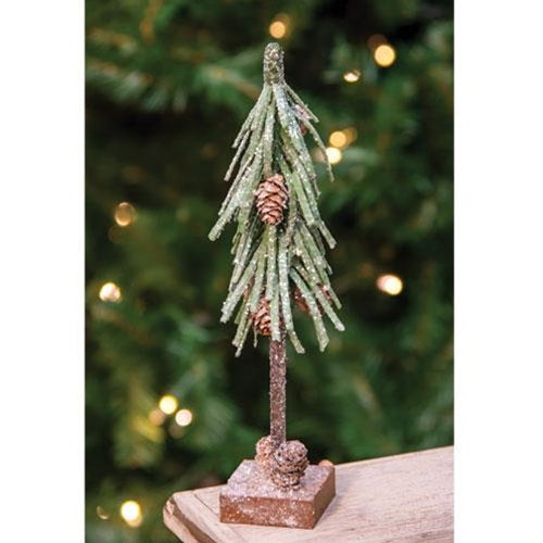 Glittered Pinecone 10" H Evergreen Faux Tree