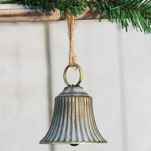 Copper Washed Ridged Bell Ornament