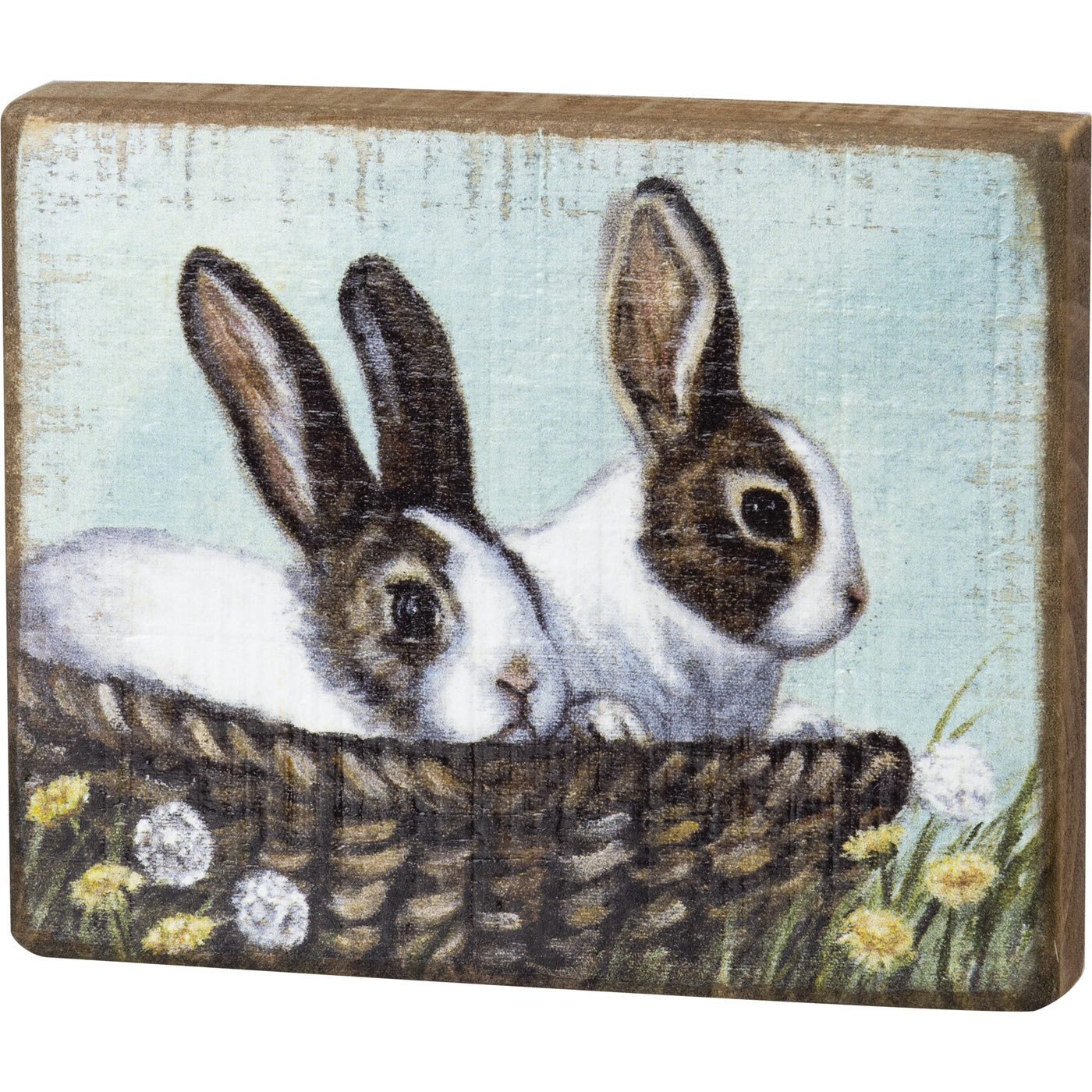 💙 Bunny Buddies Small Wooden Block Sign
