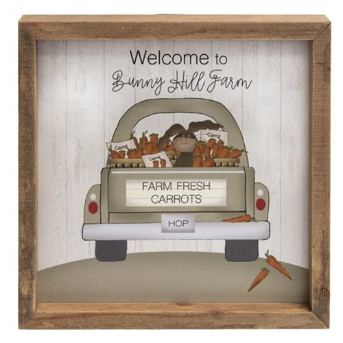 Welcome Bunny Hill Farm Framed Easter Sign
