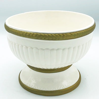 FTD Cream Pedestal Container with Gold Trim ceramic