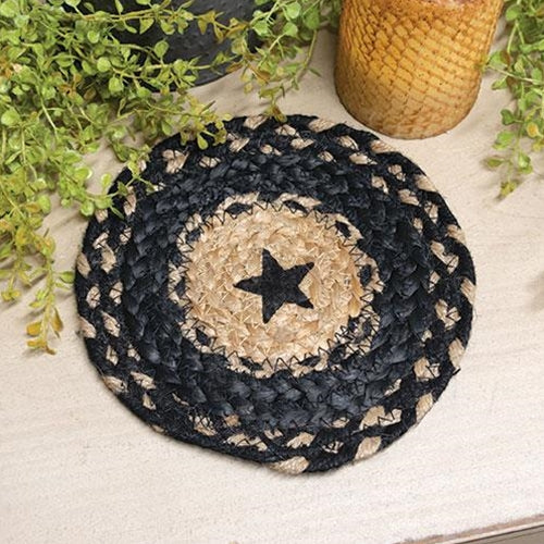 Braided Black Star Jute 8" Trivet