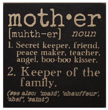Mother Definition Wooden 6" Square Sign