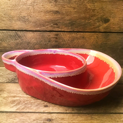 LTD Commodities Soup & Crackers, Chip & Dip Drip Glaze Burnt Red Bowl