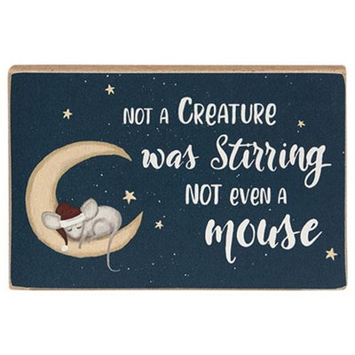 💙 Not A Creature Was Stirring Not Even a Mouse Small Wooden Block