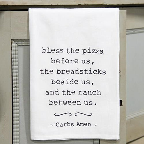 Bless the Pizza Before Us Dish Towel