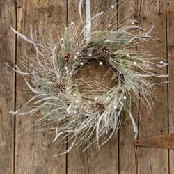 Glistening Pine & Frosty Grass 24" Faux Wreath