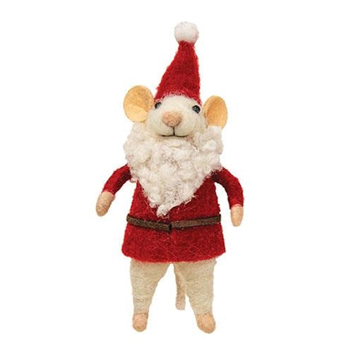 Santa Mouse Felted Ornament