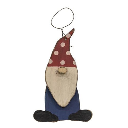 Set of 2 Red and Blue Polka Dot Hat Gnome Ornaments