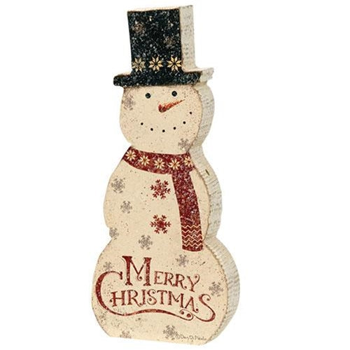 Merry Christmas Chunky Snowman Shelf Sitter