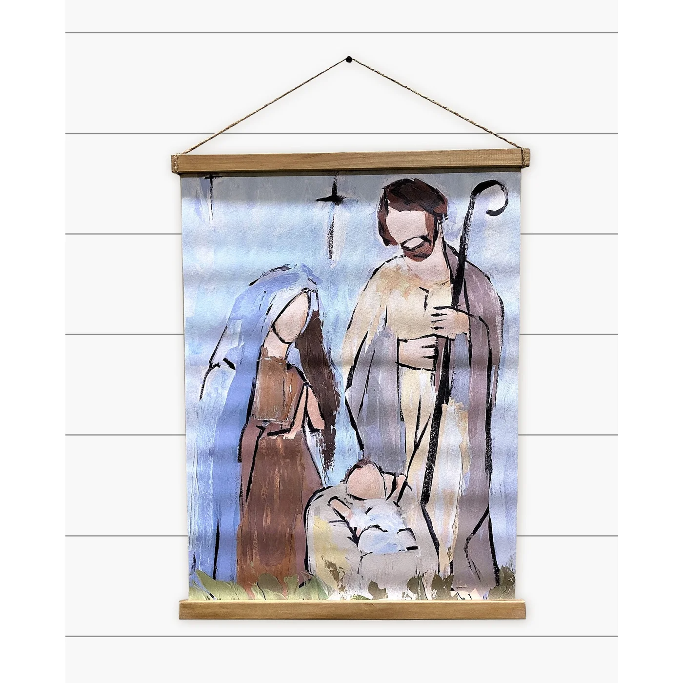 Nativity Canvas Wall Hanging Jesus Mary and Joseph