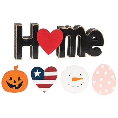 Set of 6 Home Sitter Sign with Magnetic Holiday Icons