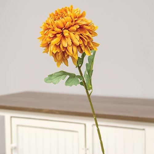 Orange Chrysanthemum 30" Faux Floral Stem