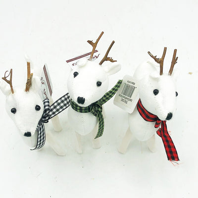 💙 Set of 3 Little Deer With Christmas Plaid Scarfs