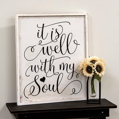 It Is Well With My Soul 26" Distressed Framed Sign