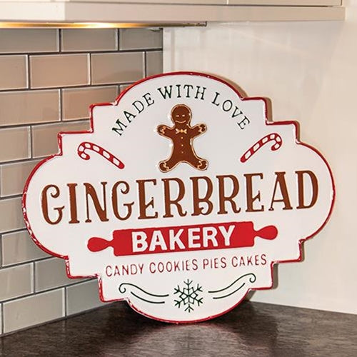 Gingerbread Bakery 19.5" Metal Sign