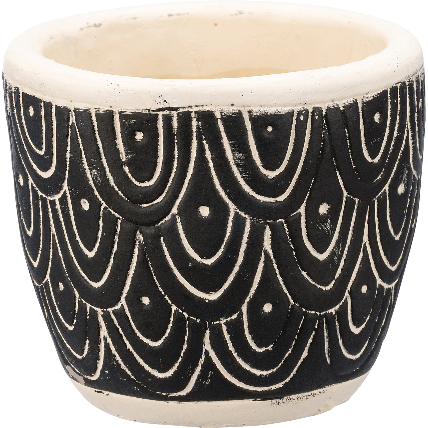 Set of 3 Geometric Patterned Black and White Planters