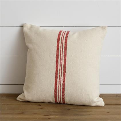 💙 Red Striped Grain Sack Pillow